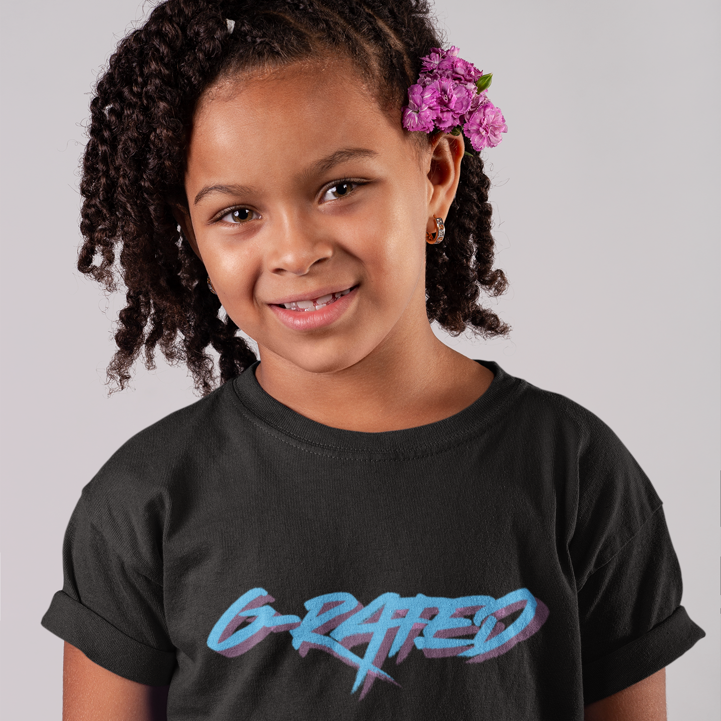 Black Tee - G-Rated Teal Script